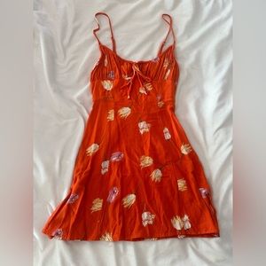 Urban Outfitters Orange Floral Mini Sundress